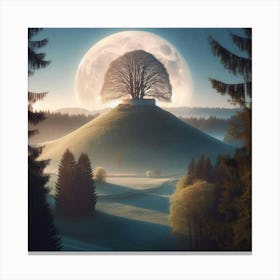 Full Moon Over A Hill Canvas Print