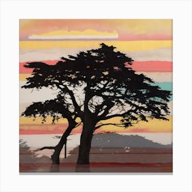 Cypress Tree At Sunset Canvas Print