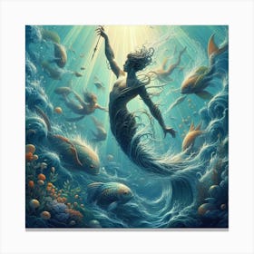 Swimming Mermaid Canvas Print