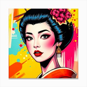 Geisha Pop Color Illustration 1 Canvas Print