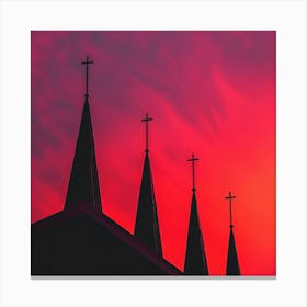 Silhouette Of Church Steeples Canvas Print