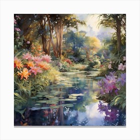 Blossoming Spring Along the French Lake Canvas Print