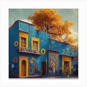Blue House In Mexico City Canvas Print