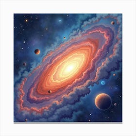 Watercolor Artwork Of A Distant Cosmic Wonder 1 Canvas Print