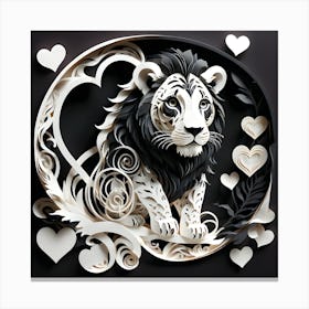 Lion With Hearts Canvas Print