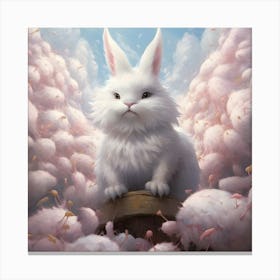 White Bunny In The Clouds Canvas Print