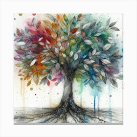 Whispering Hues: The Symphony of a Soulful Tree Canvas Print