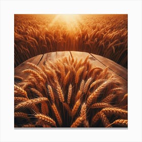 An Abundance of Golden Wheat Under the Warmth of the Setting Sun, a Symbol of Nature's Bounty and the Harvest Season's Blessings Canvas Print