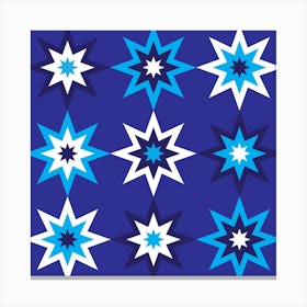 Blue And White Star Pattern Canvas Print