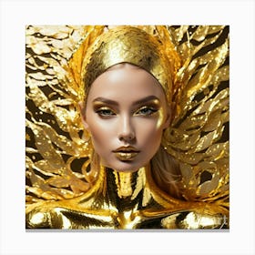 Golden Girl With Golden Wings Canvas Print