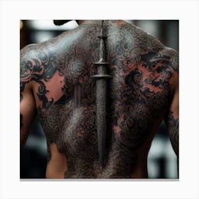 Back Tattoo Japanese Sword Canvas Print