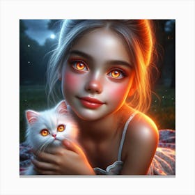 Little Girl With Cat 1 Canvas Print