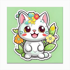 Cute Cat flower Canvas Print