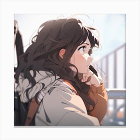 Anime Girl With Long Hair 3 Canvas Print