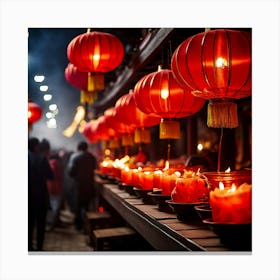 Lanterns Red Fireworks Dragon Festival Reunion Prosperity Joy Luck Fortune Blessings Fami (4) Canvas Print