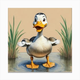 Duck In Water 10 Canvas Print