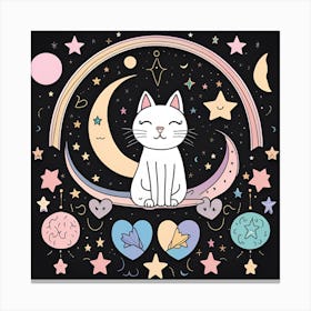 Cat On The Moon Canvas Print