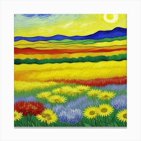 Beautiful Sunflowers In The Field Canvas Print