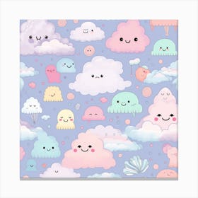 Kawaii Clouds Canvas Print