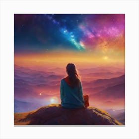 Woman Looking At The Sky Canvas Print