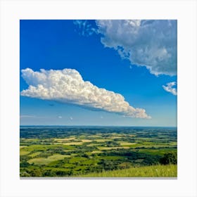 Cloudscape Dominated By Billowing White Cumulus Clouds Under A Bright Blue Sky Gentle Sunlight Cast (4) Canvas Print