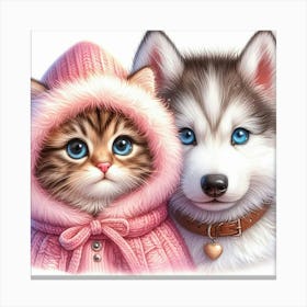 Cat and dog Canvas Print