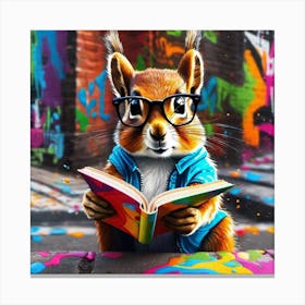 Squirrel Reading A Book Canvas Print