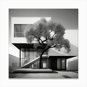 House With A Tree Canvas Print