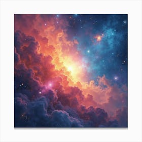 Galactic Watercolor With Vivid, Swirling Patterns 1 Canvas Print