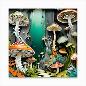 Mushrooms In The Forest 1 Canvas Print