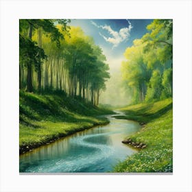 River In The Forest 1 Canvas Print