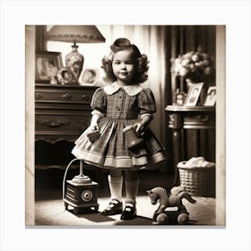 Little Girl With Toys Canvas Print