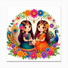 Two Indian Girls 1 Canvas Print