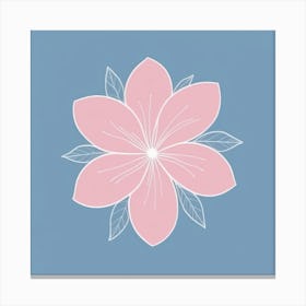 A White And Pink Flower In Minimalist Style Square Composition 164 Canvas Print