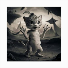 A Whimsical And Imaginative Digital Art Piece Featuring A Creature With A Humanoid Body And A Feline Head 1 Canvas Print