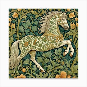 Horse In Floral Pattern Canvas Print