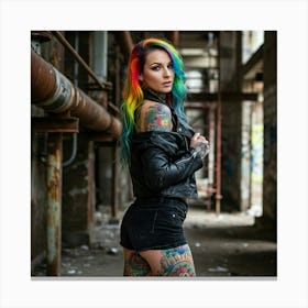 Gorgeous & Inked: Aesthetic Tattoo Goals Rainbow Girl Stampe su tela