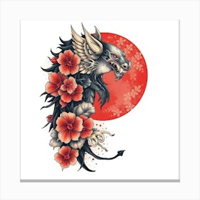 Dragon With Flowers Canvas Print