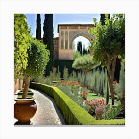 Granada, Spain Garden 1 Canvas Print