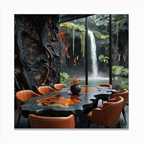 Waterfall In A Dining Room Canvas Print