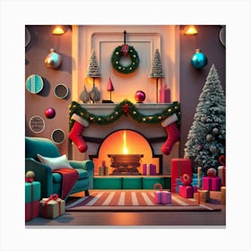 Christmas Living Room Canvas Print
