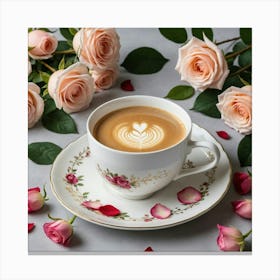 Coffee And Roses 15 Canvas Print