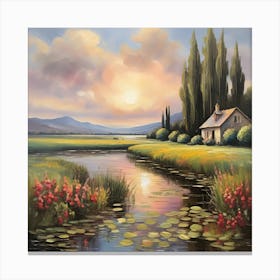 Sunset By The Pond Canvas Print