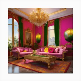 Futuristic Beautiful Italian Villa Interior Sittin Canvas Print