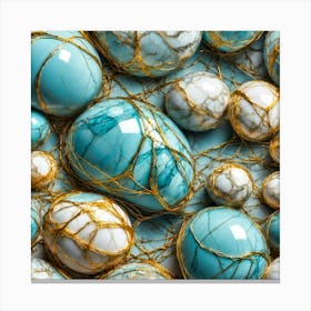 Turquoise Rocks and Gold Canvas Print