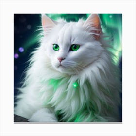 White Cat With Green Eyes Canvas Print