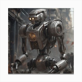 Robot In A City 2 Canvas Print