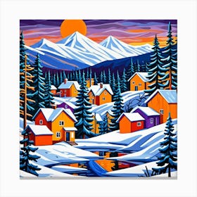 Winter Escape Cubism Style Canvas Print