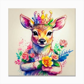 Deer With Crown 2 Canvas Print