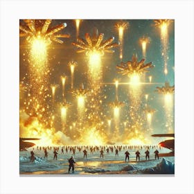 A Futuristic Sci Fi Depiction Of Sunfire Carriers Flare Barrage Canvas Print